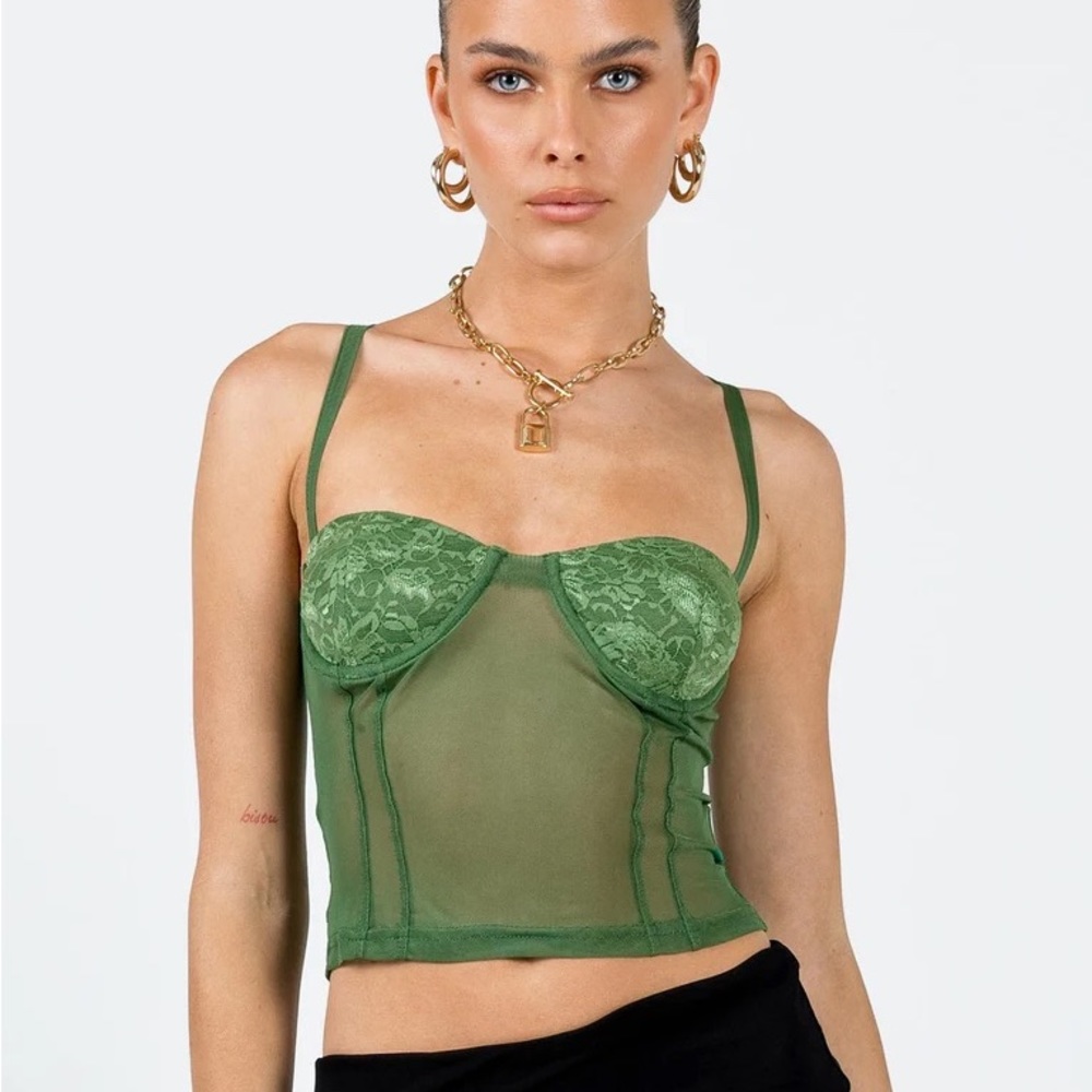 SOLD forest green corset
